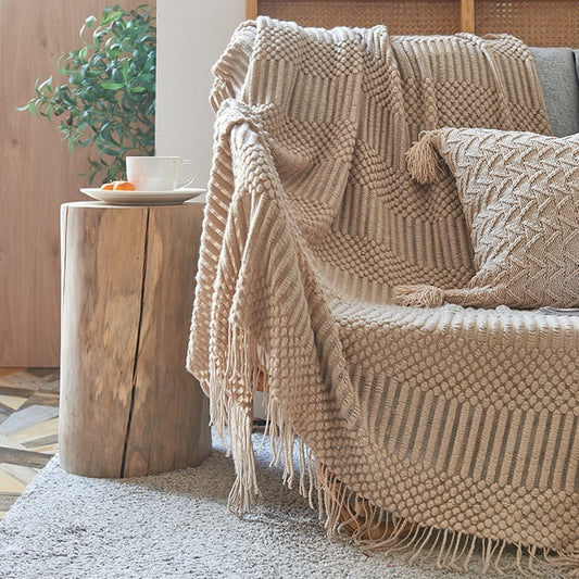 DimensionalTassel Luxe Knit Throw Blanket