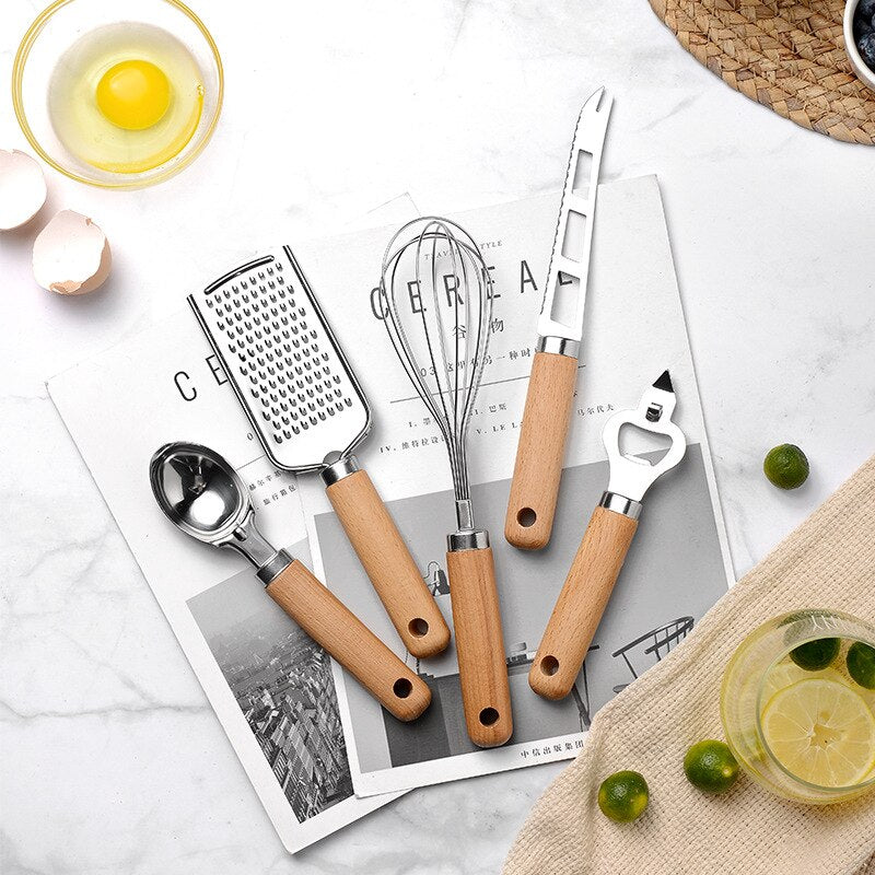 9 Piece Timber & Steel Culinary Essentials Set