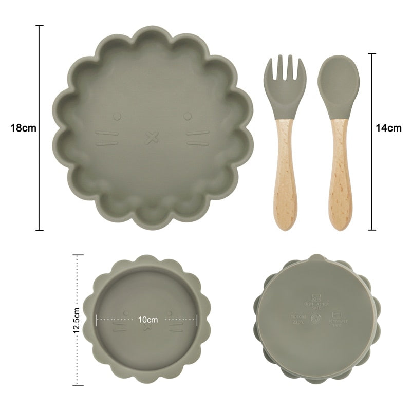 KiddieCat Scalloped Silicone Dining Set