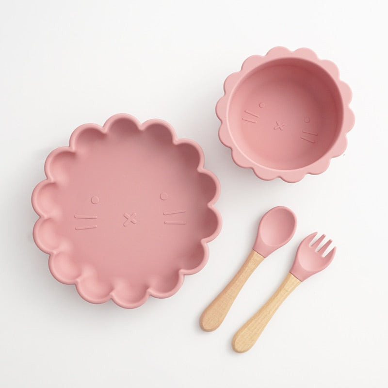 KiddieCat Scalloped Silicone Dining Set