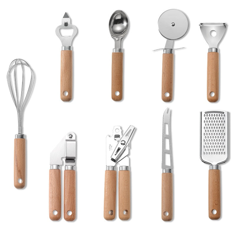 9 Piece Timber & Steel Culinary Essentials Set