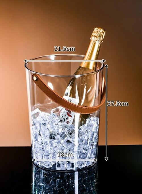 Clear Lux Faux Leather Handle Drink Cooler