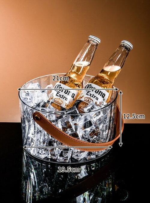 Clear Lux Faux Leather Handle Drink Cooler