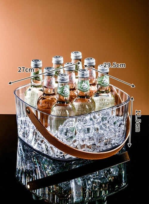 Clear Lux Faux Leather Handle Drink Cooler