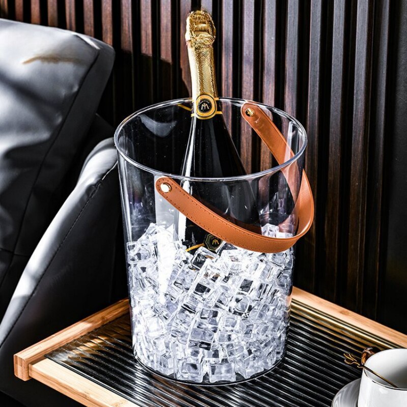 Clear Lux Faux Leather Handle Drink Cooler