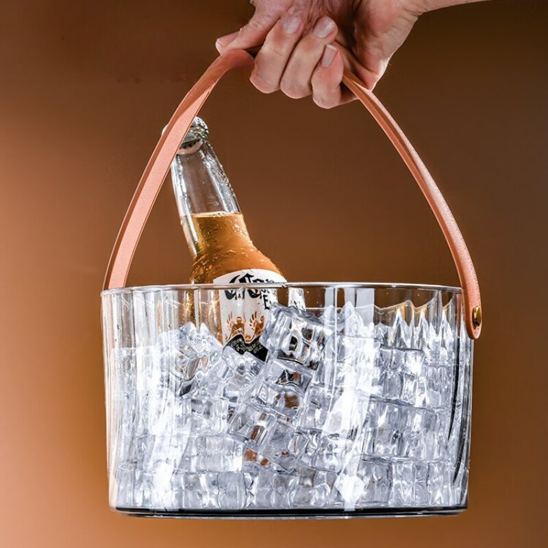 Clear Lux Faux Leather Handle Drink Cooler