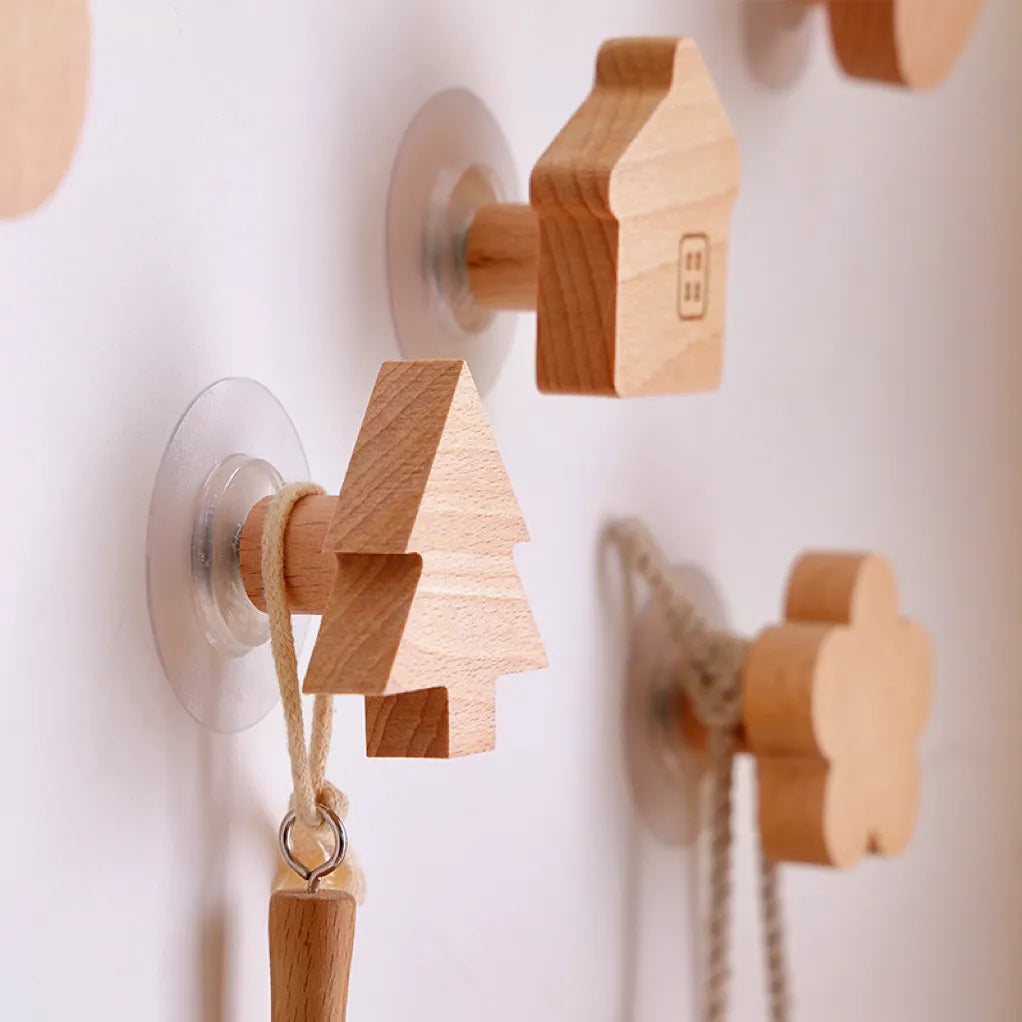 Kids' Timber Wall Charms: Whimsical Hook Collection