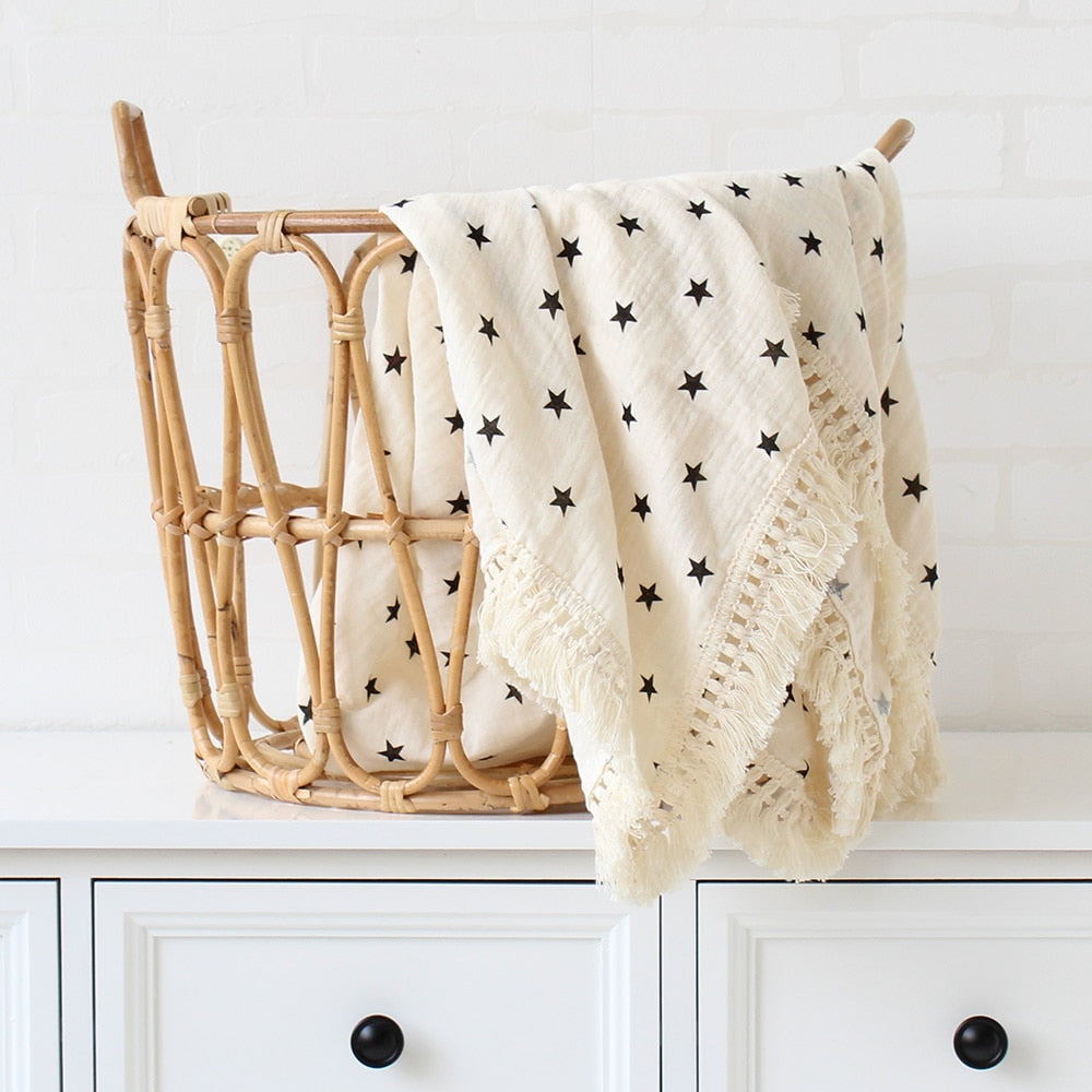 Pattern CozyTassel Muslin Baby Blanket