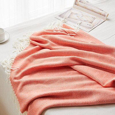 StripeLux Fringed Decorative Throw Blanket