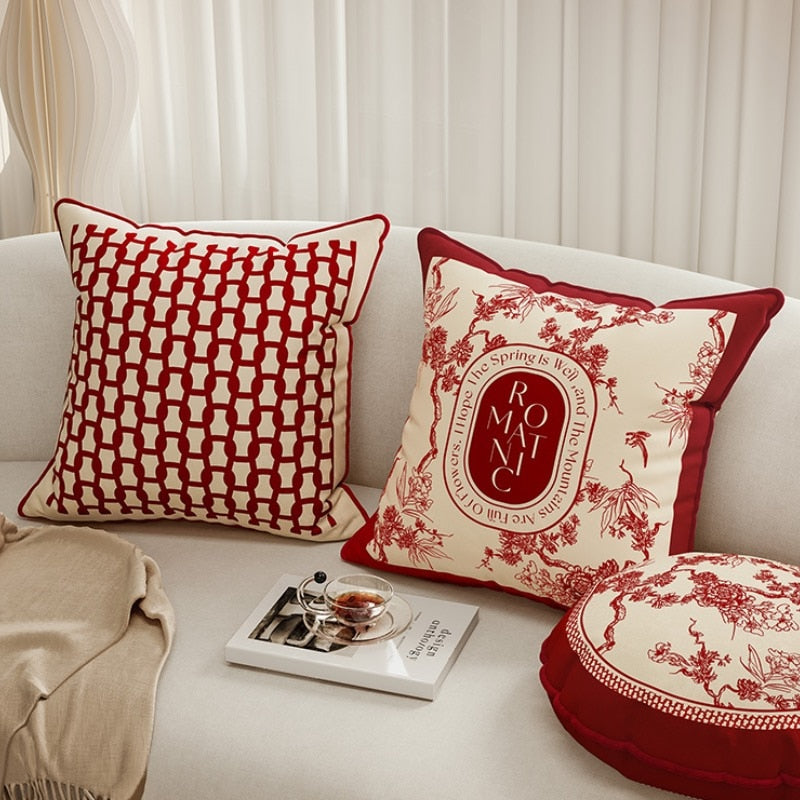 Parisian Elegance Cushion Cover in Black or Red