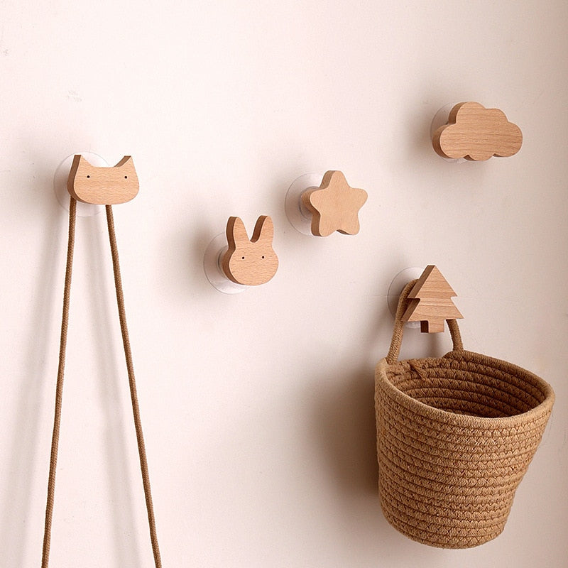 Kids' Timber Wall Charms: Whimsical Hook Collection