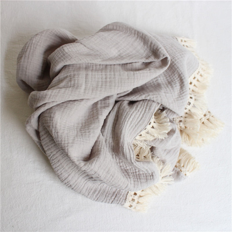 CozyTassel Muslin Cotton Baby Blanket