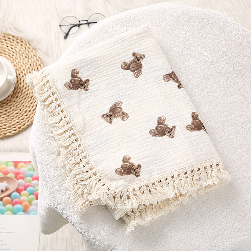 Pattern CozyTassel Muslin Baby Blanket