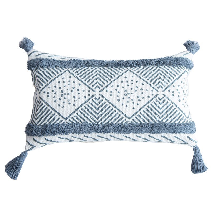 Serene Elegance Geometric Tassels Cushion Cover