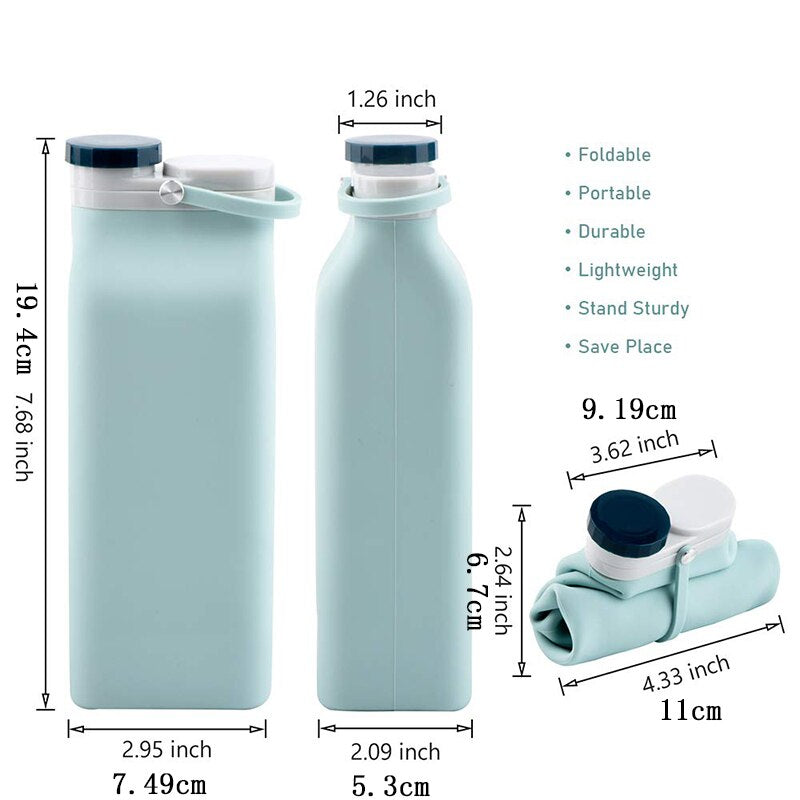 600ML Collapsable Silicone Water Bottle