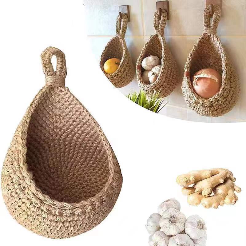 Woven Elegance 3-Piece Teardrop Weave Wall Basket Set