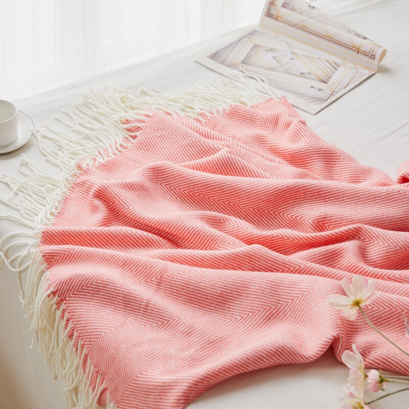 StripeLux Fringed Decorative Throw Blanket