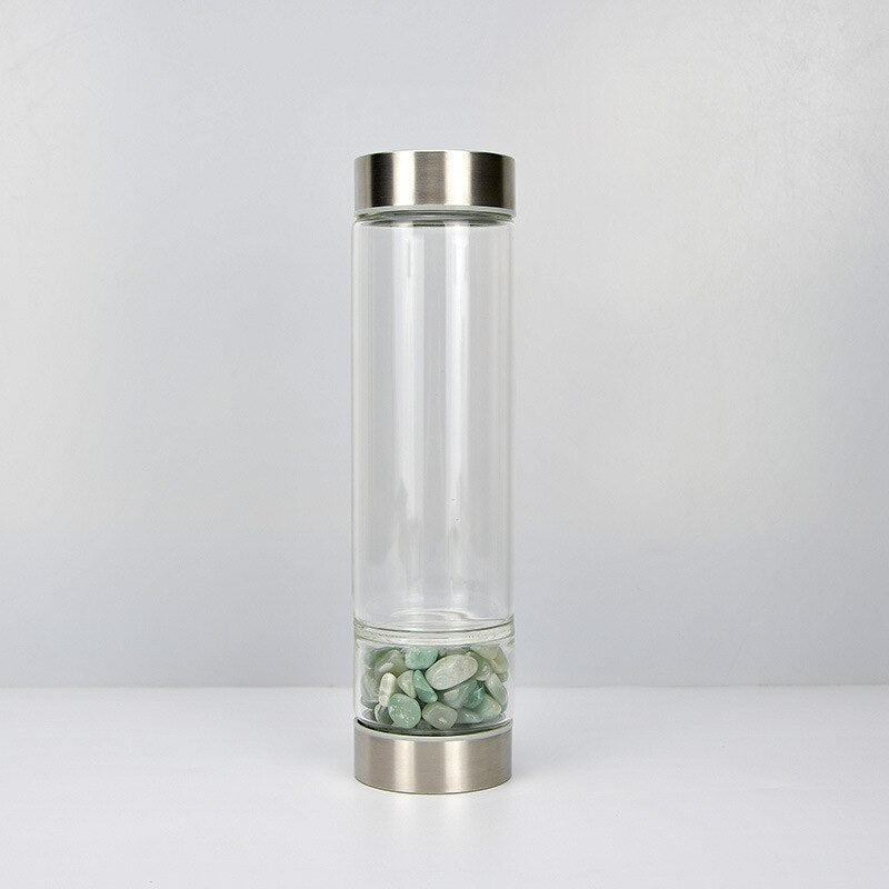 Natural Quartz Crystal Glass Water Bottle 550ml