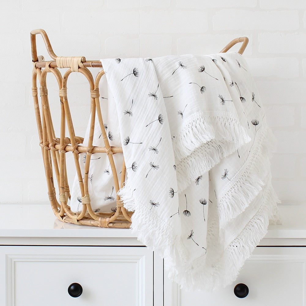 Pattern CozyTassel Muslin Baby Blanket