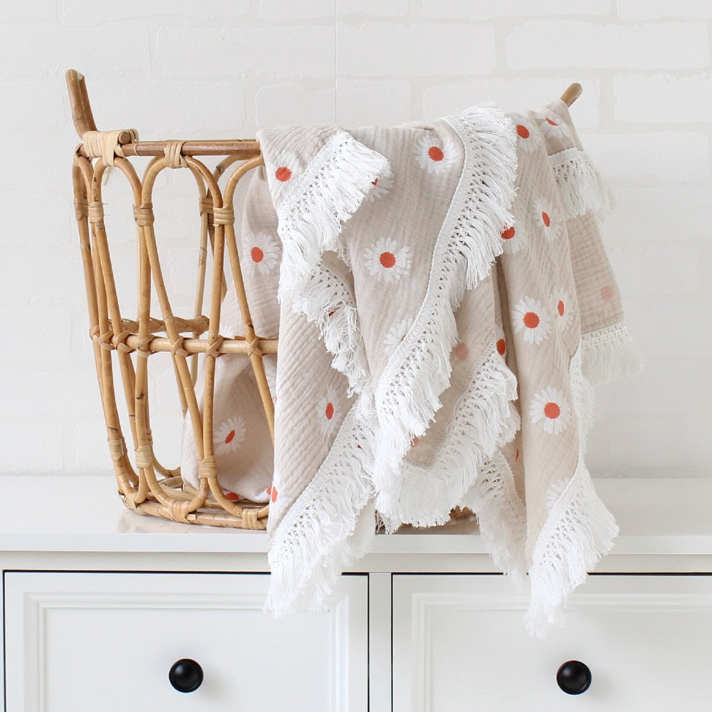 Pattern CozyTassel Muslin Baby Blanket