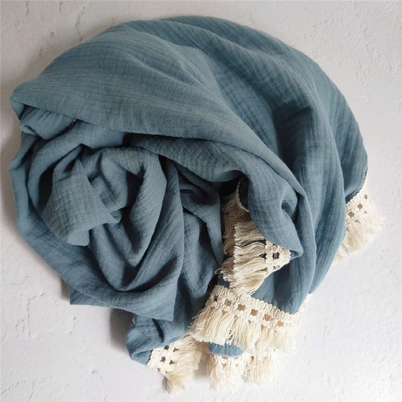 CozyTassel Muslin Cotton Baby Blanket