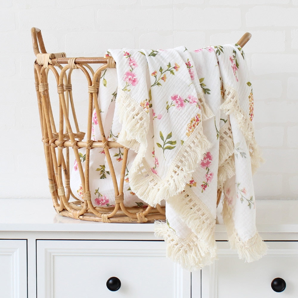 Pattern CozyTassel Muslin Baby Blanket