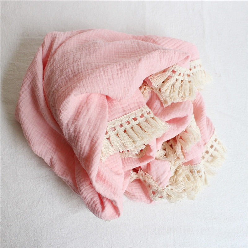 CozyTassel Muslin Cotton Baby Blanket