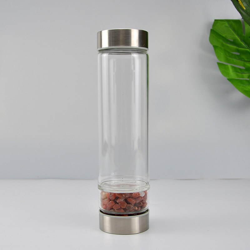 Natural Quartz Crystal Glass Water Bottle 550ml