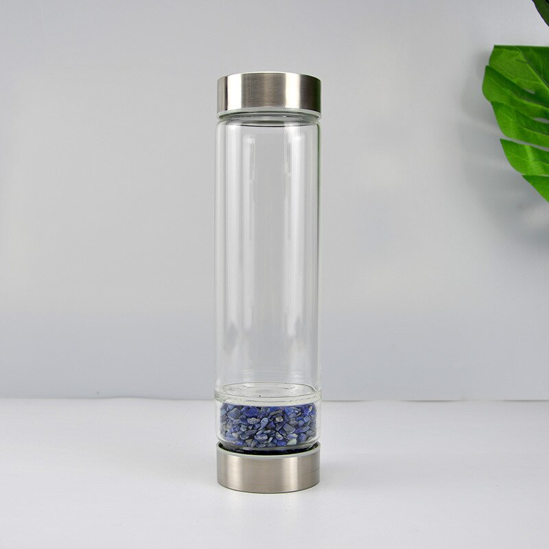 Natural Quartz Crystal Glass Water Bottle 550ml