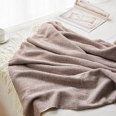 StripeLux Fringed Decorative Throw Blanket