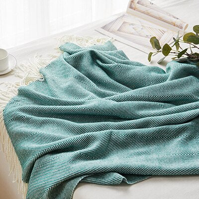 StripeLux Fringed Decorative Throw Blanket