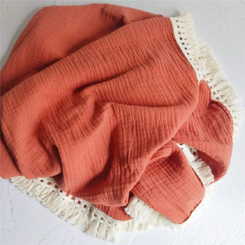 CozyTassel Muslin Cotton Baby Blanket