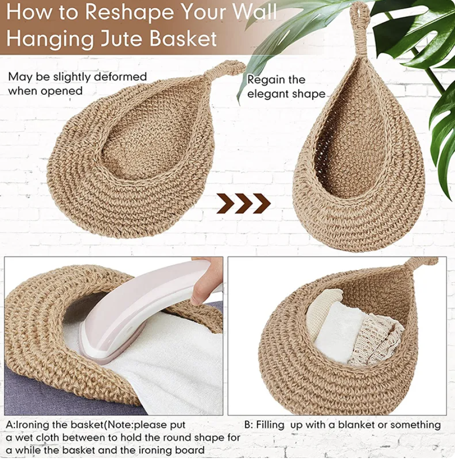 Woven Elegance 3-Piece Teardrop Weave Wall Basket Set