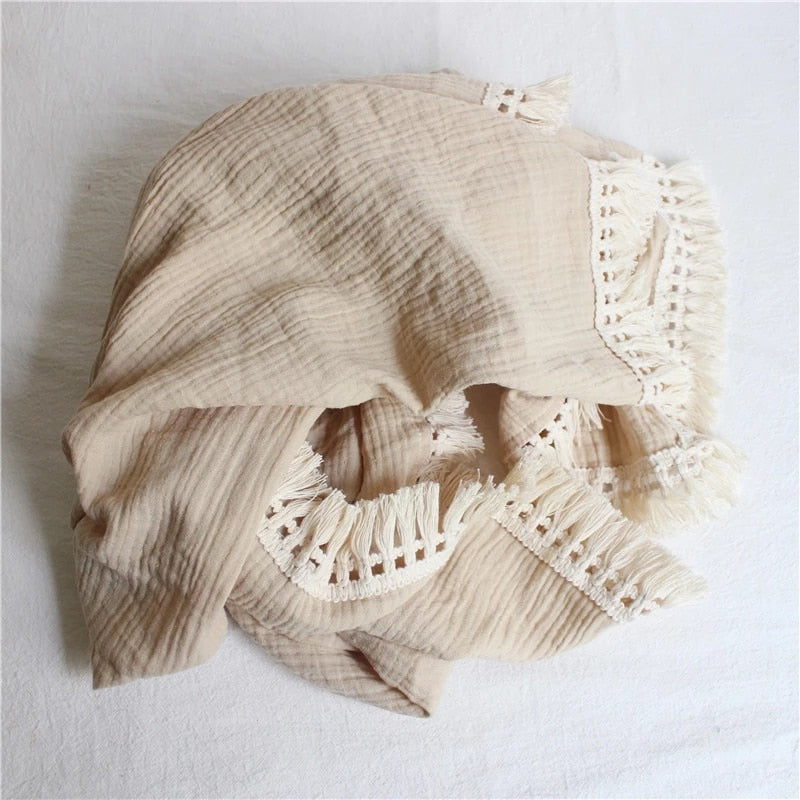 CozyTassel Muslin Cotton Baby Blanket