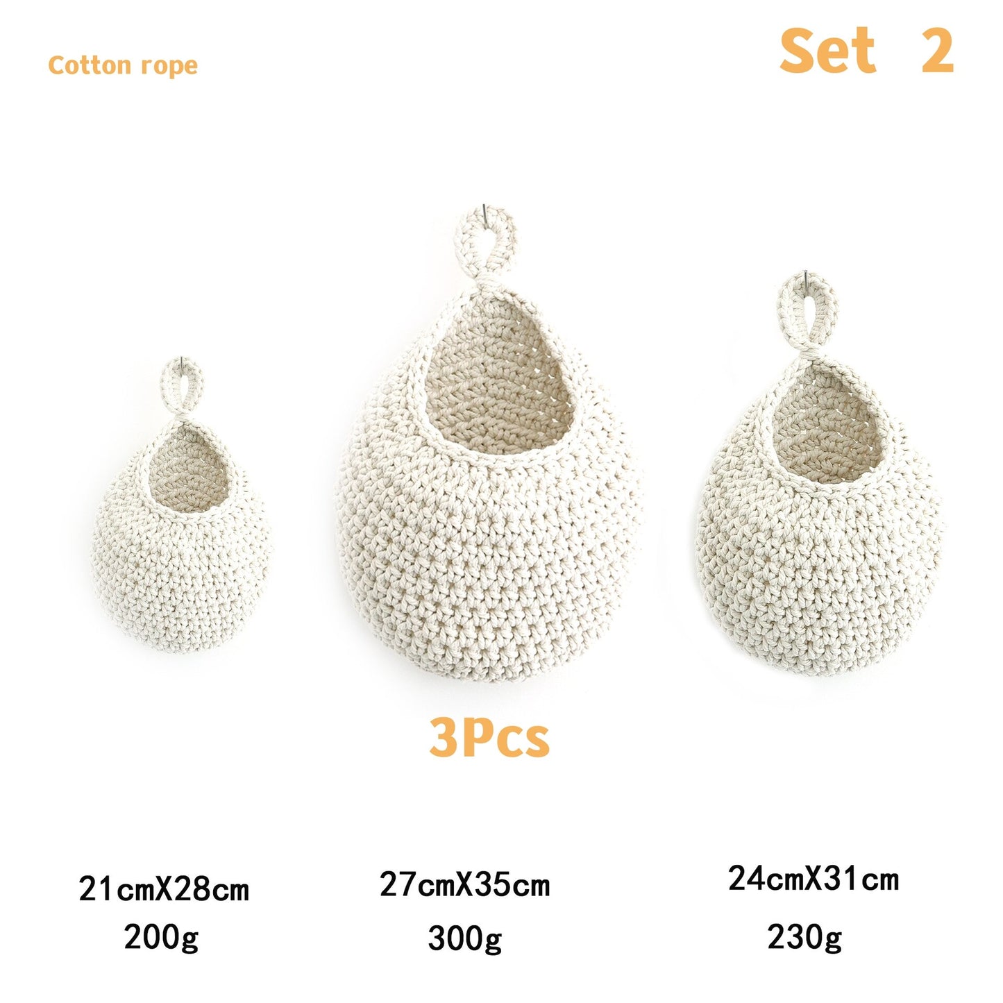 Woven Elegance 3-Piece Teardrop Weave Wall Basket Set