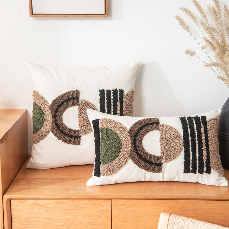 Geometric Fusion Tufted Cushion Cover