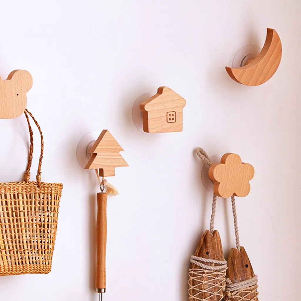 Kids' Timber Wall Charms: Whimsical Hook Collection