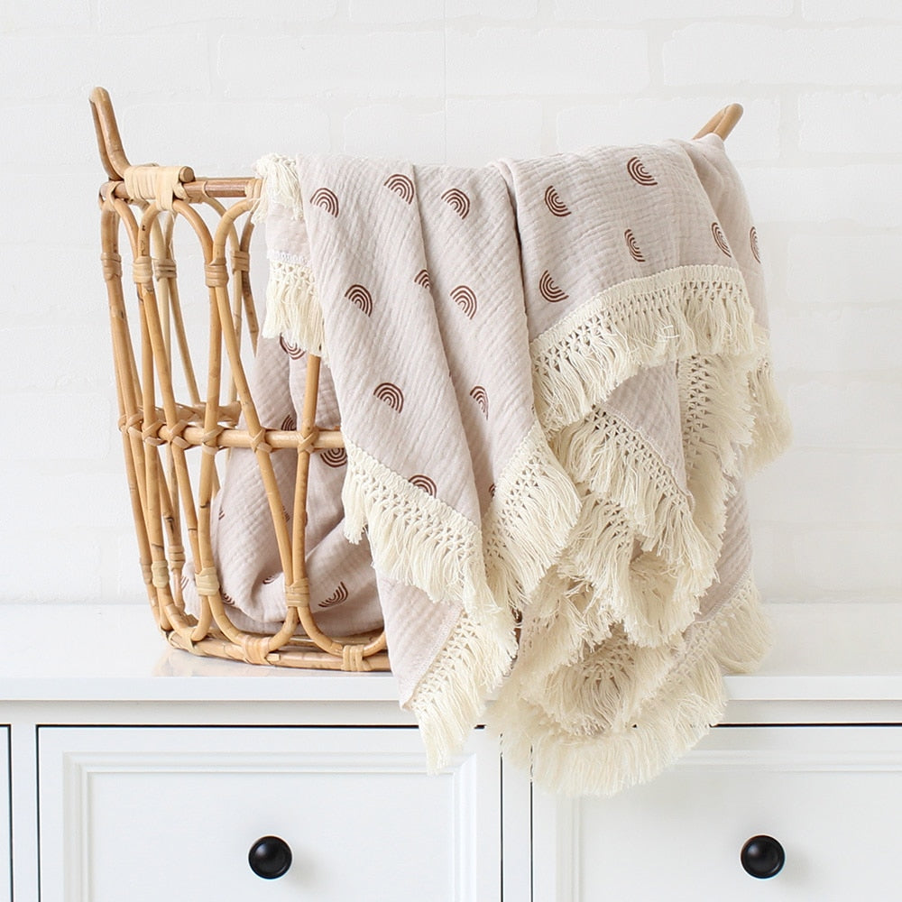 Pattern CozyTassel Muslin Baby Blanket