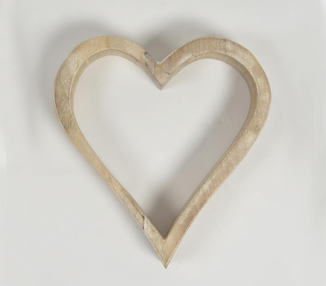 Hand Carved Distressed Wooden Hearts Set