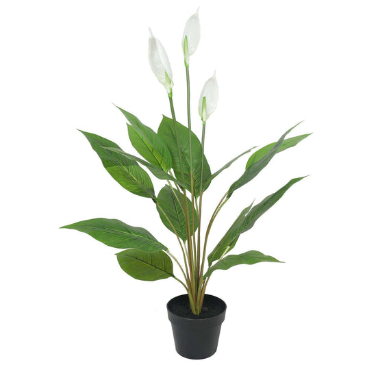 Artificial Flowering White Peace Lily 95cm