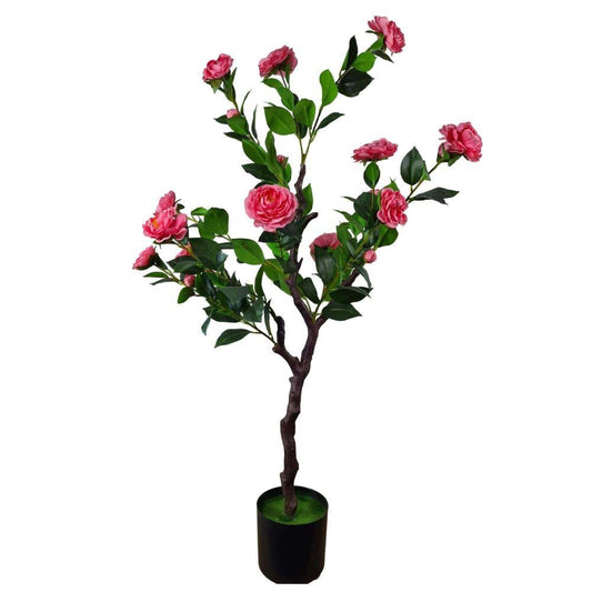 Artificial Flowering Natural Pink Camellia Tree 100cm