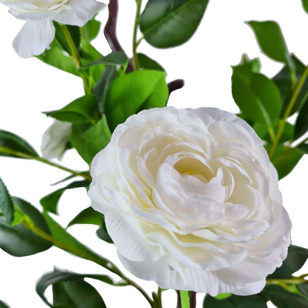 Artificial Flowering Natural White Camellia Tree 100cm