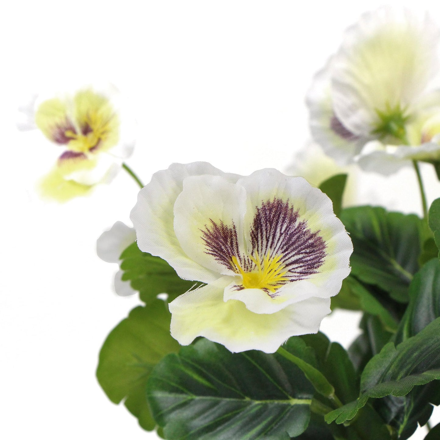 Artificial White Flowering Pansy 25cm