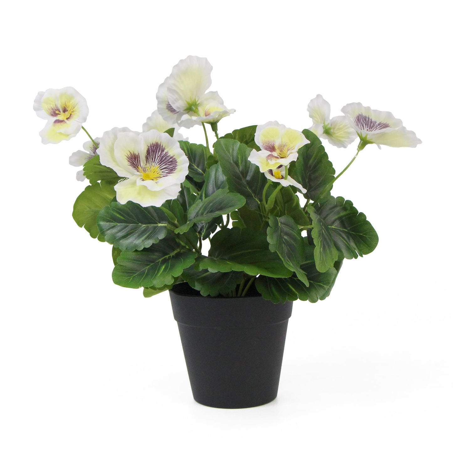 Artificial White Flowering Pansy 25cm