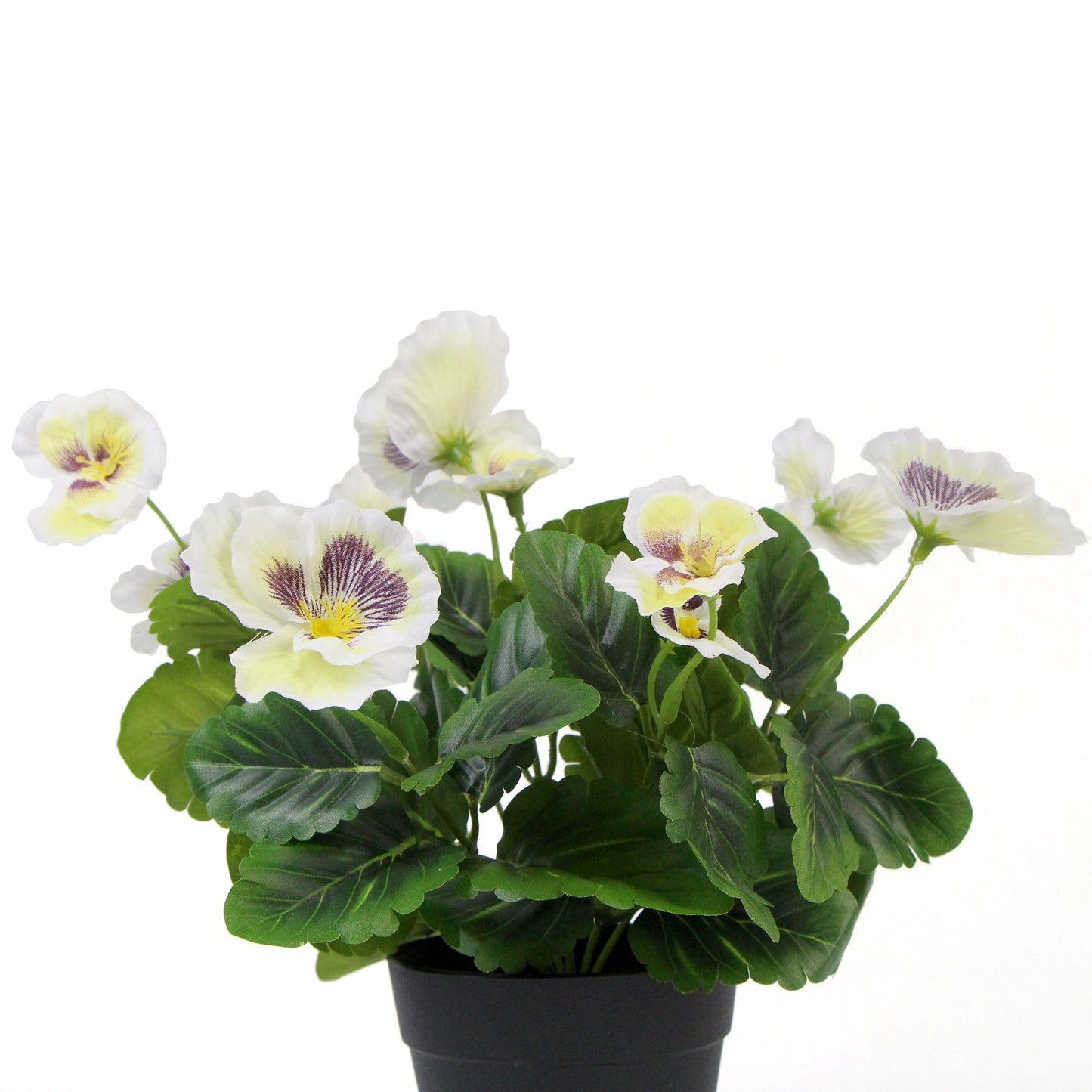 Artificial White Flowering Pansy 25cm