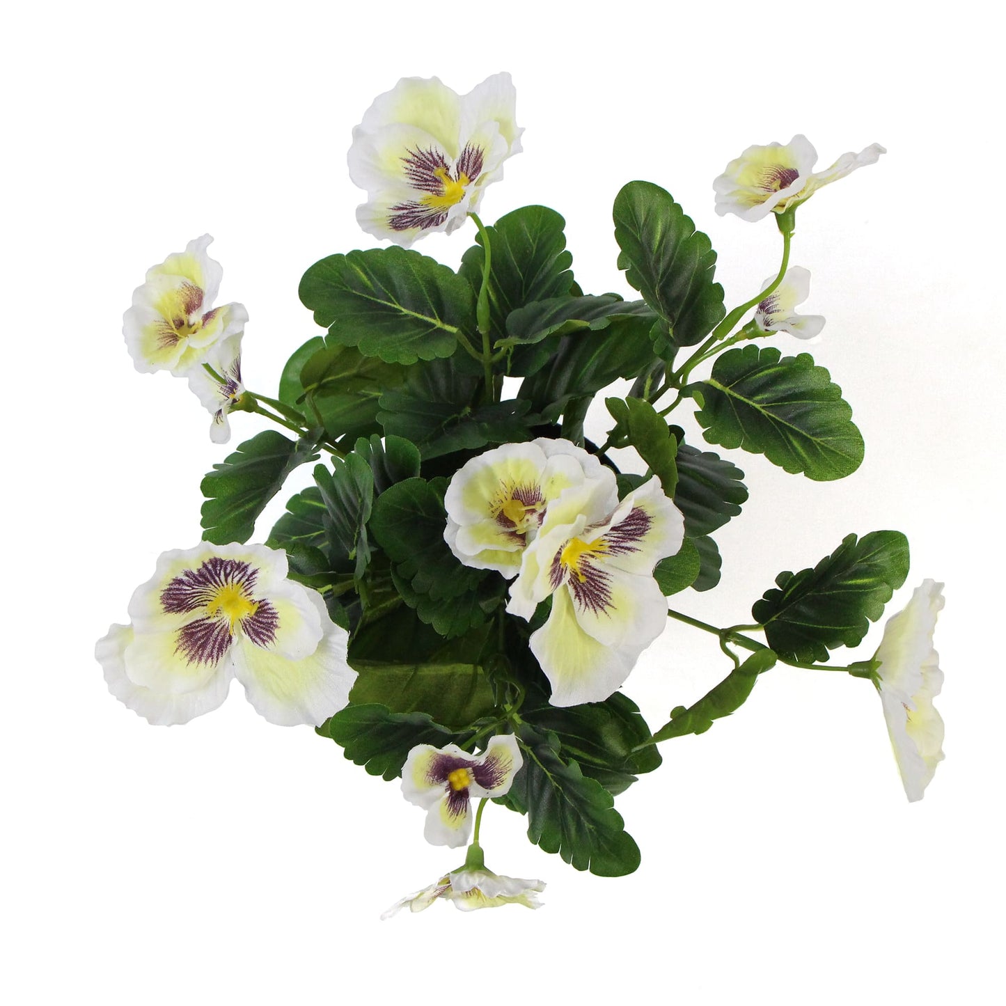 Artificial White Flowering Pansy 25cm