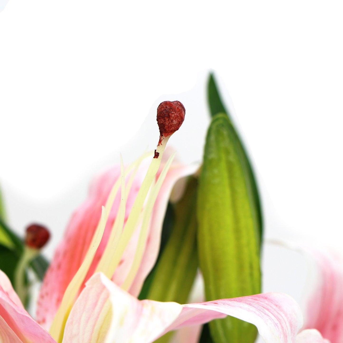 Artificial PinkLily In Glass Vase