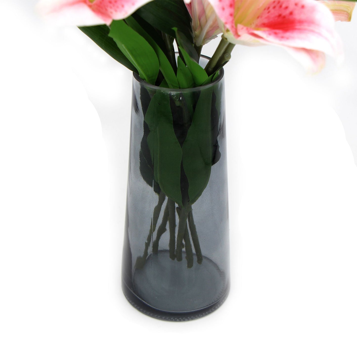 Artificial PinkLily In Glass Vase