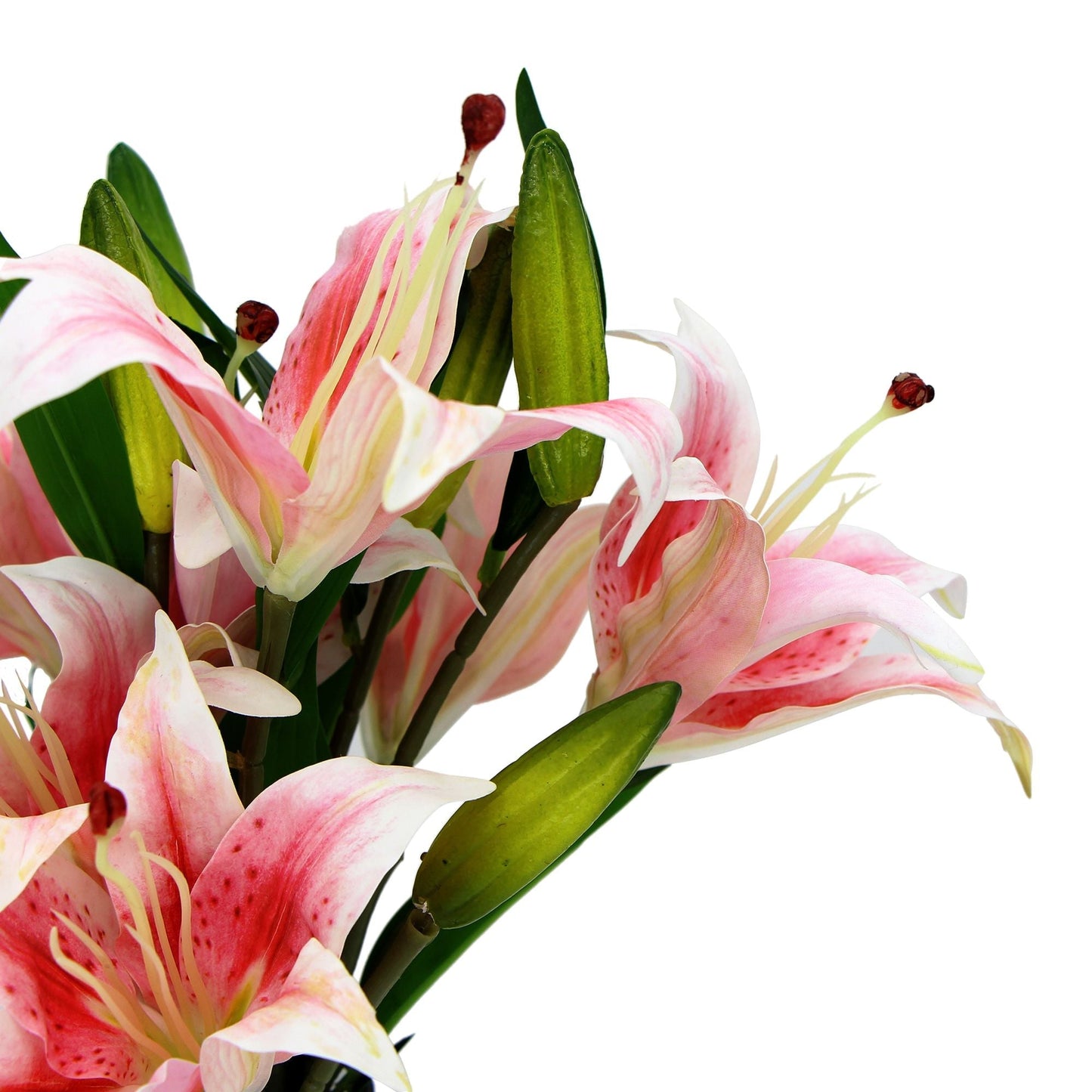 Artificial PinkLily In Glass Vase