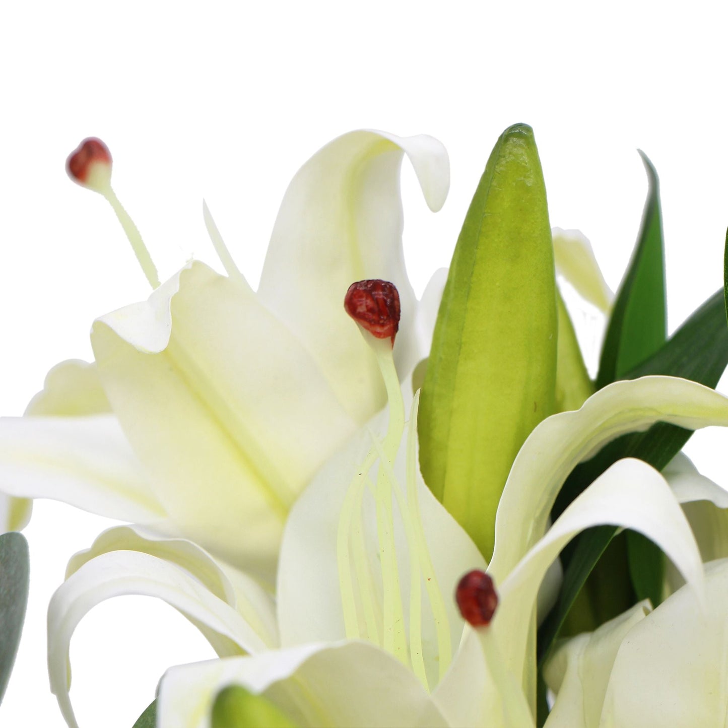 Artificial White Lily In Glass Vase